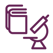 Symboler i form av en bok och ett mikroskop