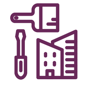 Symboler för måleri, byggnation och fastighet